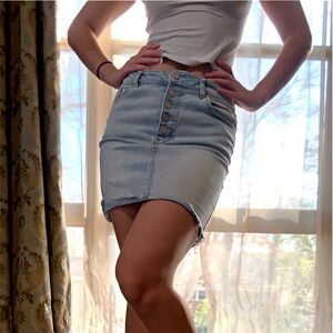 Refuge Light Blue Denim Mini Skirt
